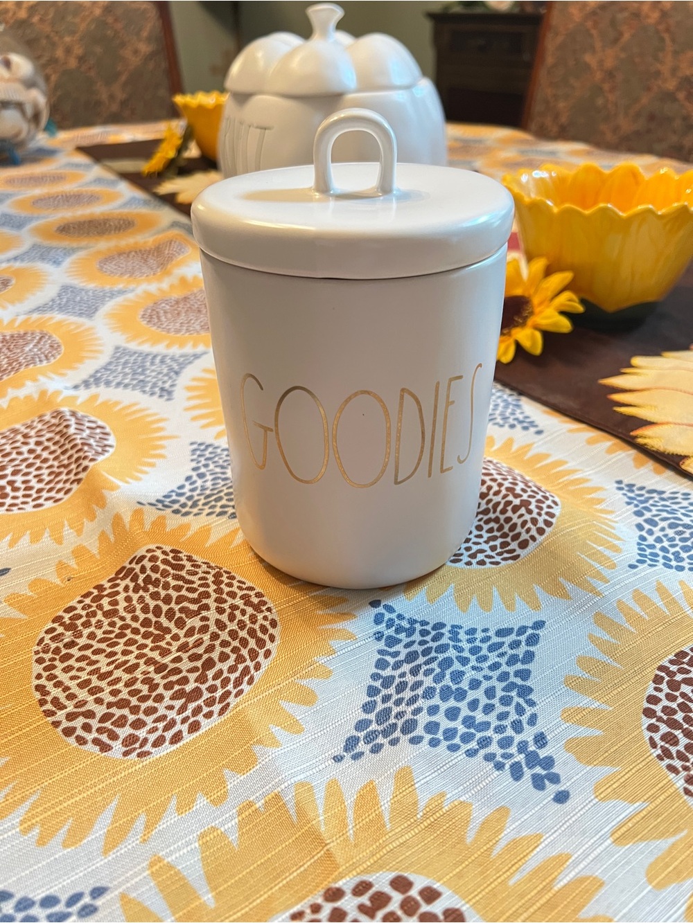 Rae Dunn White Ceramic "GOODIES" Canister with Lid